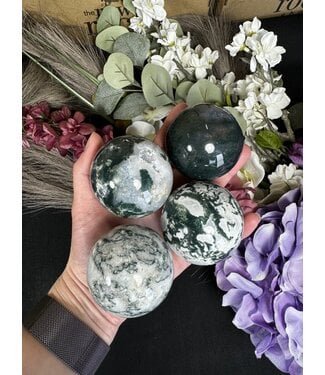 Moss Agate Sphere, 55-59mm