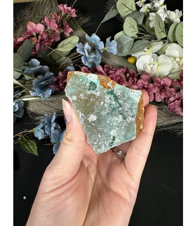 Drusy Coated Chrysocolla with Dolomite/Malachite #7, 154gr