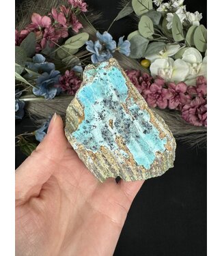 Drusy Coated Chrysocolla with Dolomite/Malachite #9, 216gr