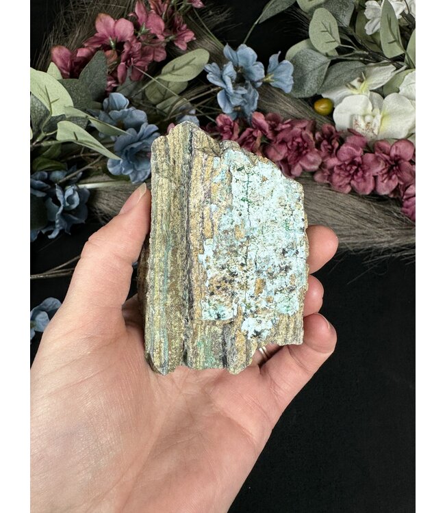 Drusy Coated Chrysocolla with Dolomite/Malachite #9, 216gr