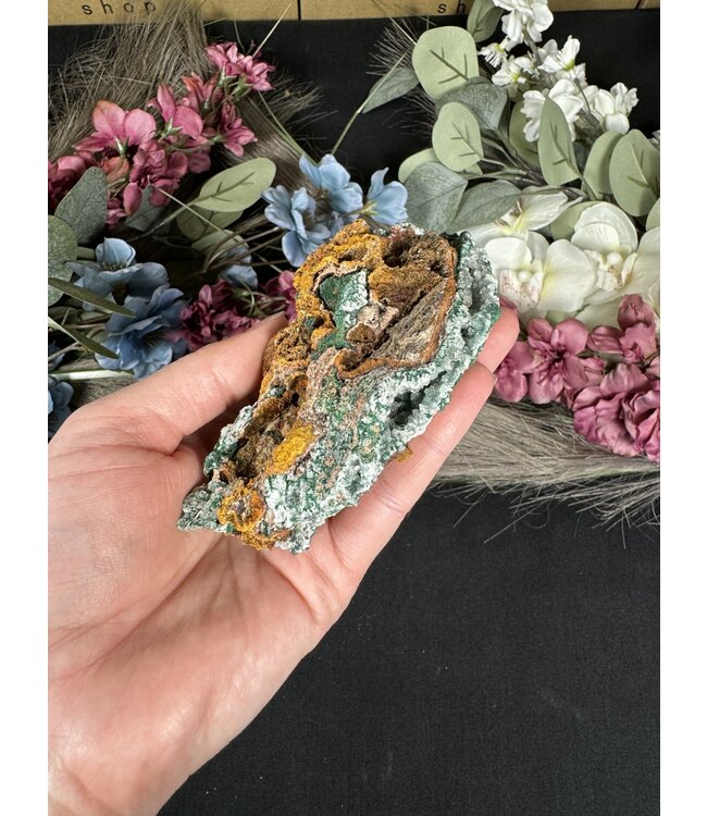 Drusy Coated Chrysocolla with Dolomite/Malachite #8, 176gr