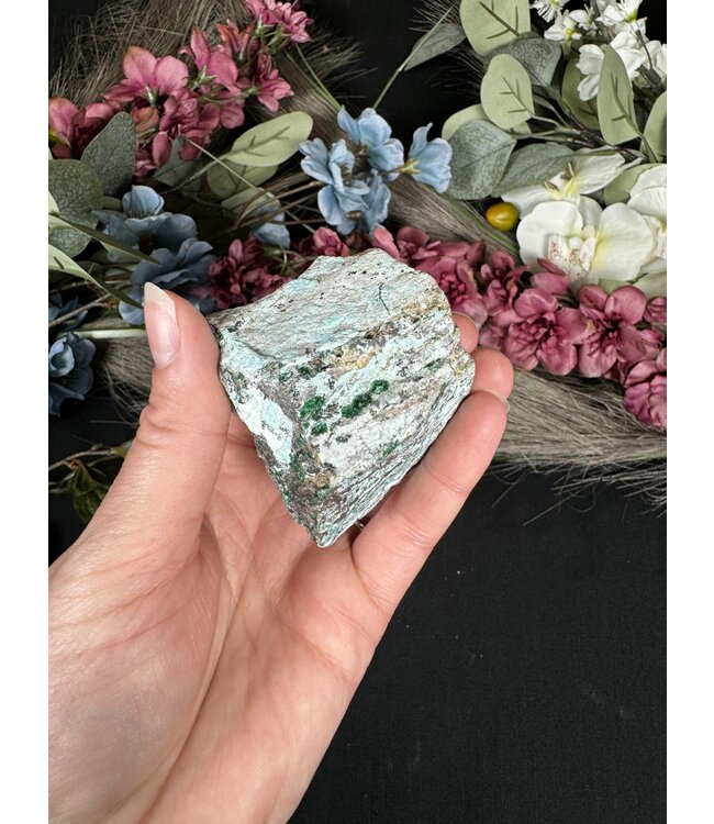 Drusy Coated Chrysocolla with Dolomite/Malachite #14, 140gr