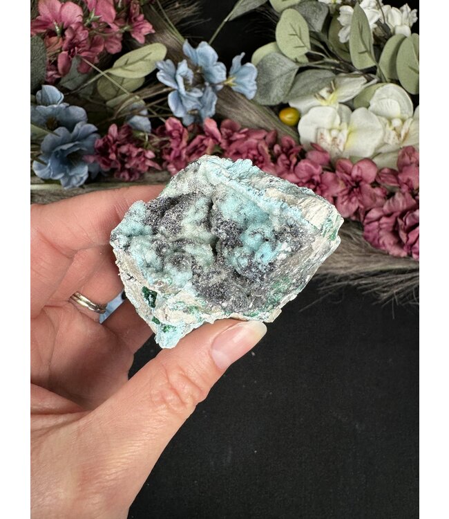 Drusy Coated Chrysocolla with Dolomite/Malachite #19, 166gr