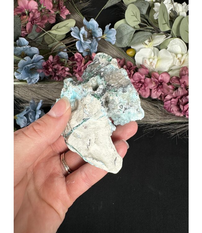 Drusy Coated Chrysocolla with Dolomite/Malachite #19, 166gr