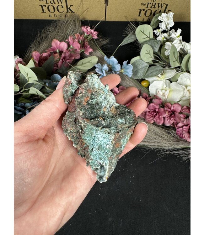 Drusy Coated Chrysocolla with Dolomite/Malachite #21, 222gr