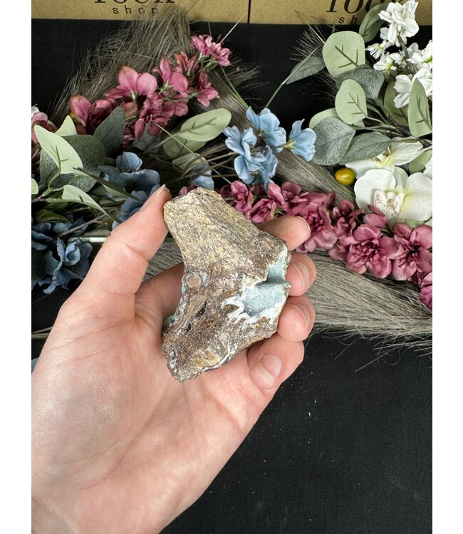 Drusy Coated Chrysocolla with Dolomite/Malachite #23, 150gr