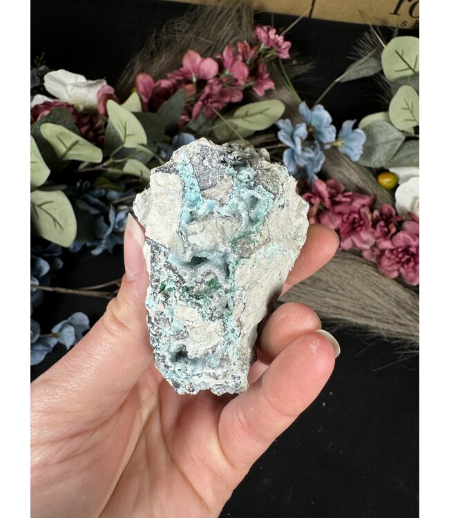 Drusy Coated Chrysocolla with Dolomite/Malachite #27, 102gr