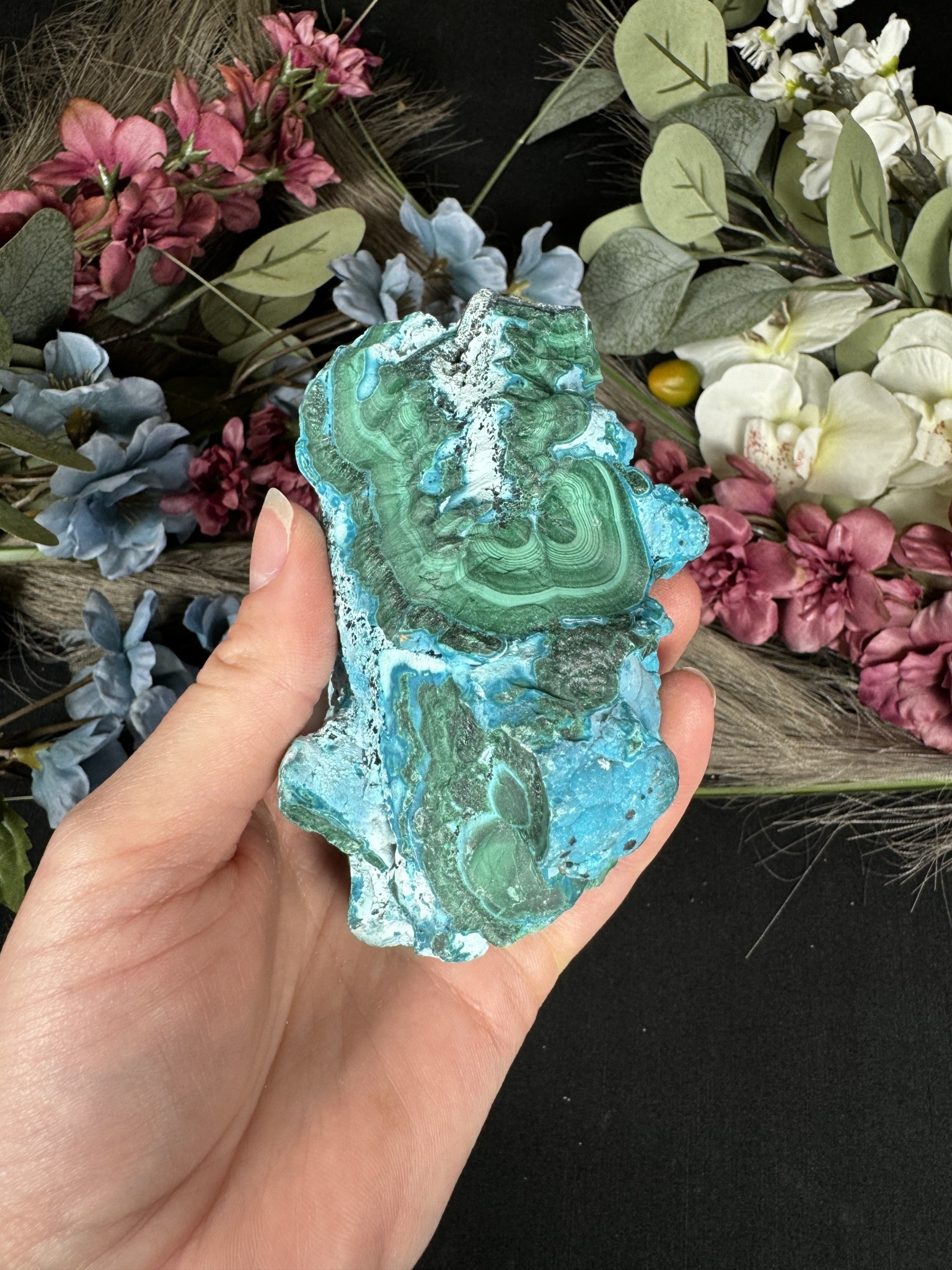 Chrysocolla Silky Malachite Matrix #1, 510gr The Raw Rock