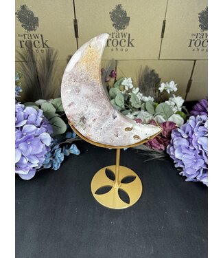 Pink Amethyst Moon with Stand #4, 1178gr