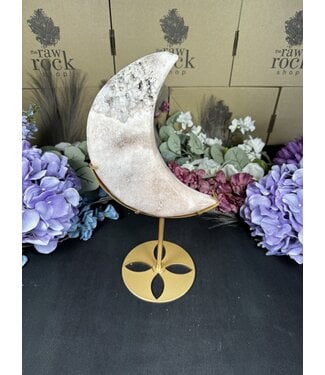 Pink Amethyst Moon with Stand #5, 1356gr
