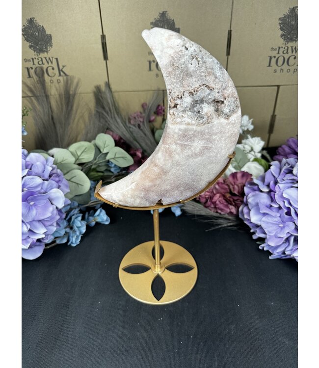 Pink Amethyst Moon with Stand #5, 1356gr