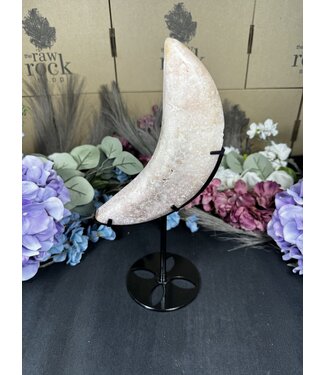 Pink Amethyst Moon with Stand #9, 1128gr