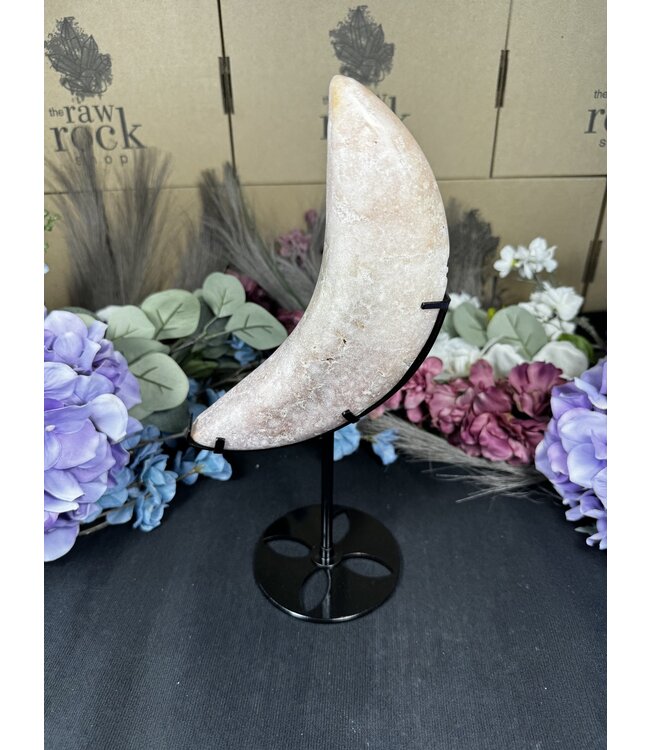 Pink Amethyst Moon with Stand #9, 1128gr