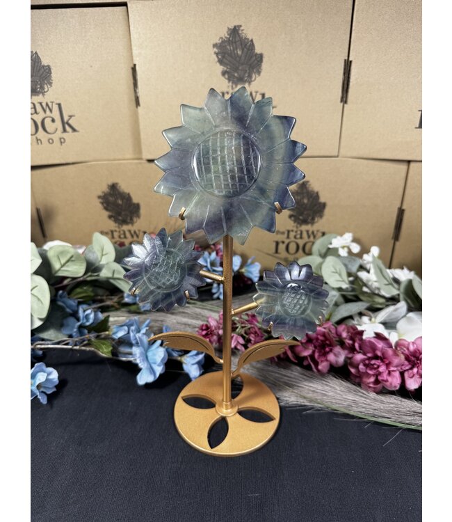 Rainbow Fluorite Flower Stand #3, 638gr