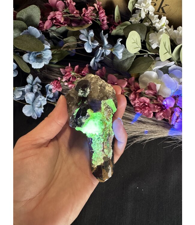 Hyalite Opal with Smoky Quartz #4, 206gr