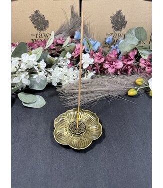 Gold Flat Lotus Incense Stick Holder