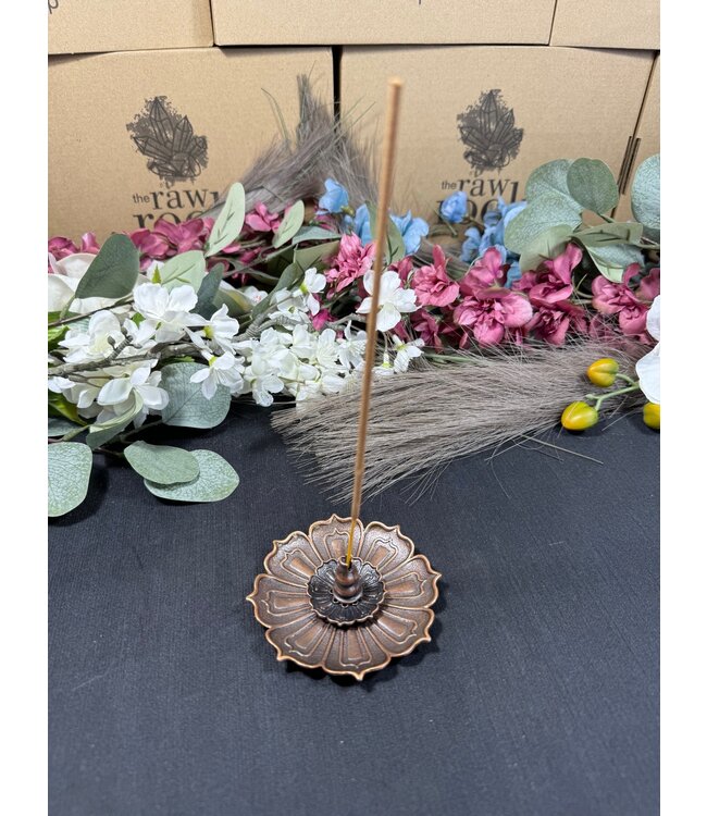 Bronze Flat Lotus Incense Stick Holder