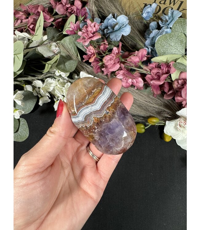 Amethyst Agate Palm Stone, Size Large [125-149gr]