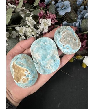 Half Raw Blue Aragonite Palm, Size Small [75-99gr]