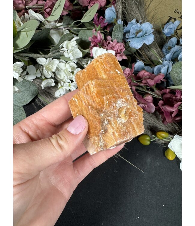 Raw Orange Calcite Specimen #12, 170gr