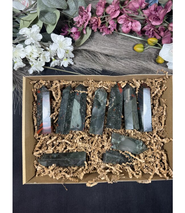 African Bloodstone Points 1KG bulk lot