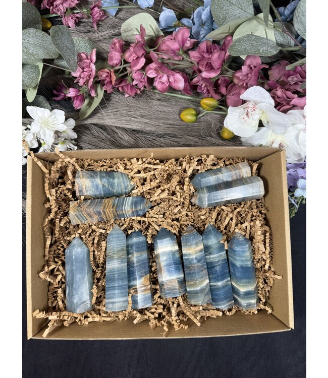 Blue Banded Calcite (Blue Onyx) Points 1KG bulk lot