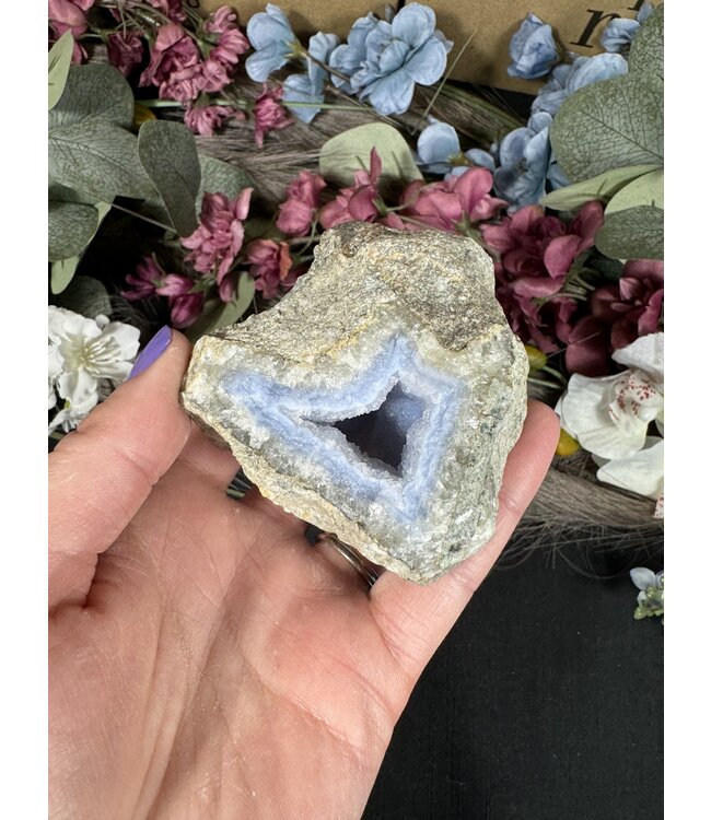 Blue Lace Agate Raw Geode #587, 256gr