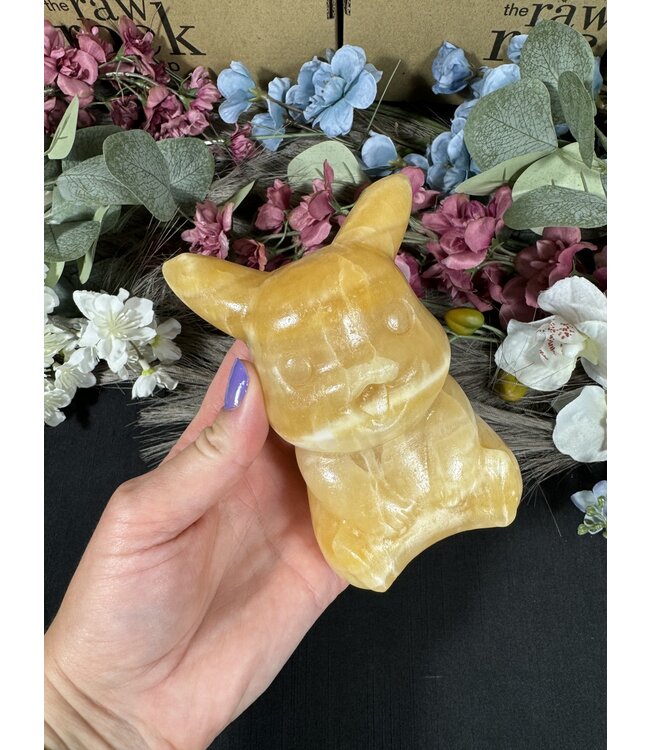 Orange Calcite Pikachu Carving, Pokémon Carving