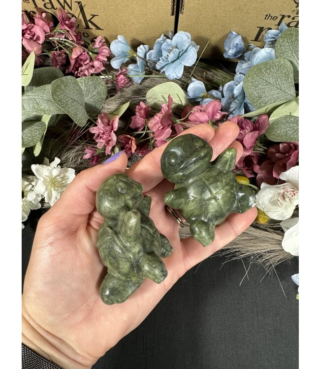 Green Jade Squirtle Carving, Pokémon Carving