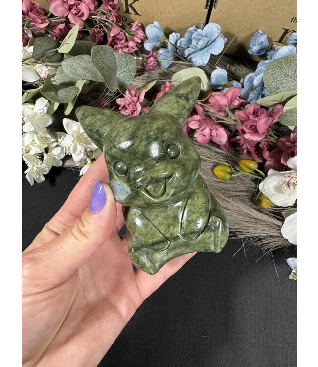 Medium Green Jade Pikachu Carving, Pokémon Carving