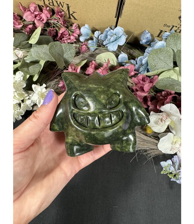 Green Jade Gengar Carving, Pokémon Carving