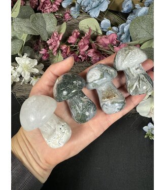 Moss Agate Mushroom, Size Large [75-99gr]