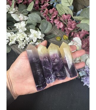 Purple with Yellow Top Fluorite Point, Size Large [75-99gr]