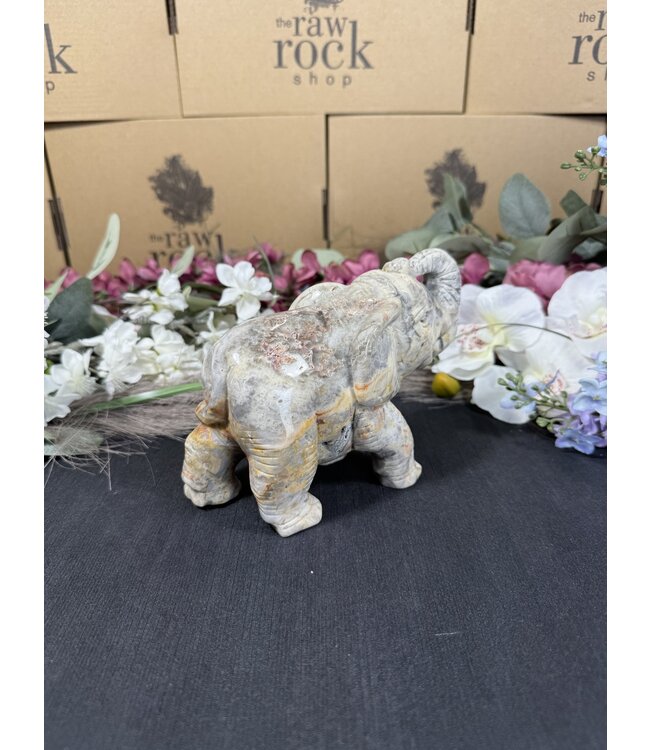 Crazy Lace Agate Elephant #2, 1086gr