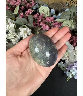 Moss Agate Palm Stone, Size X-Large [150-174gr]