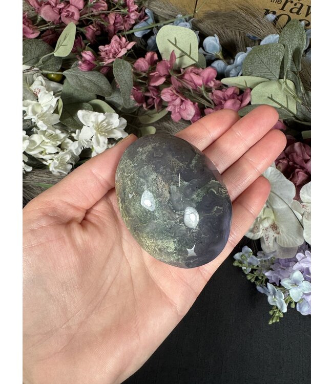 Moss Agate Palm Stone, Size X-Large [150-174gr]