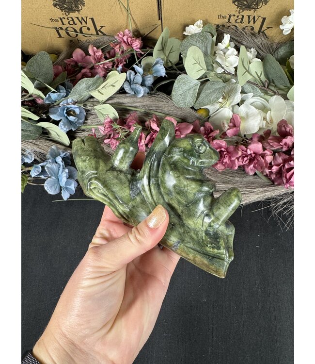 Green Jade Frog on Log