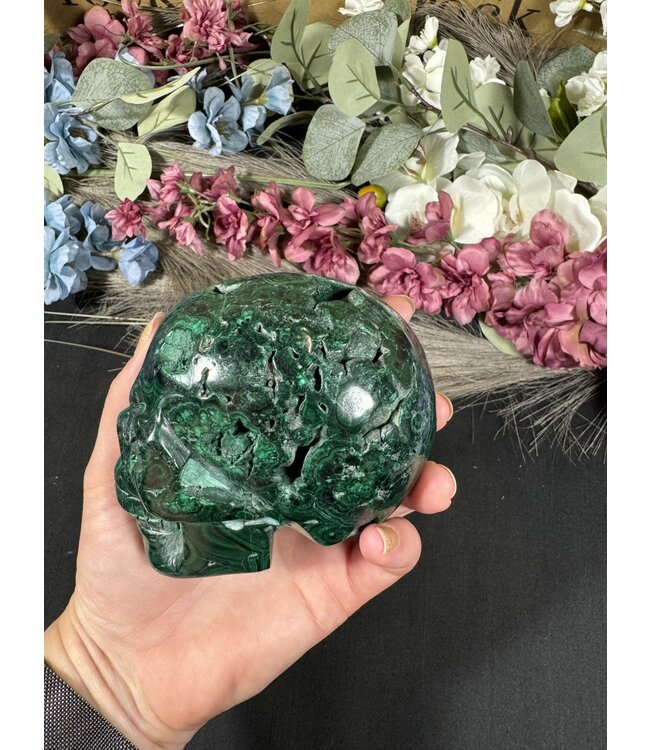 Malachite Skull #3, 1004gr