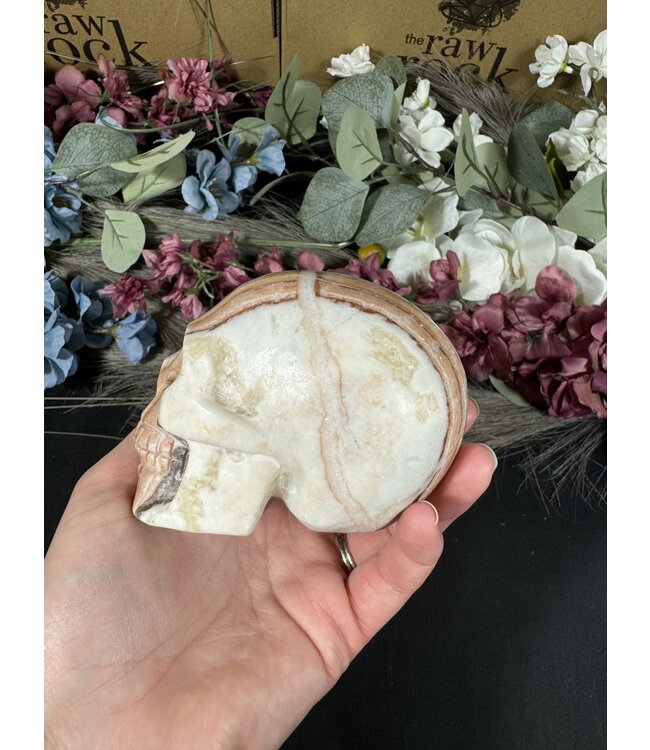 Tri-Colour Calcite Skull #1, 654gr