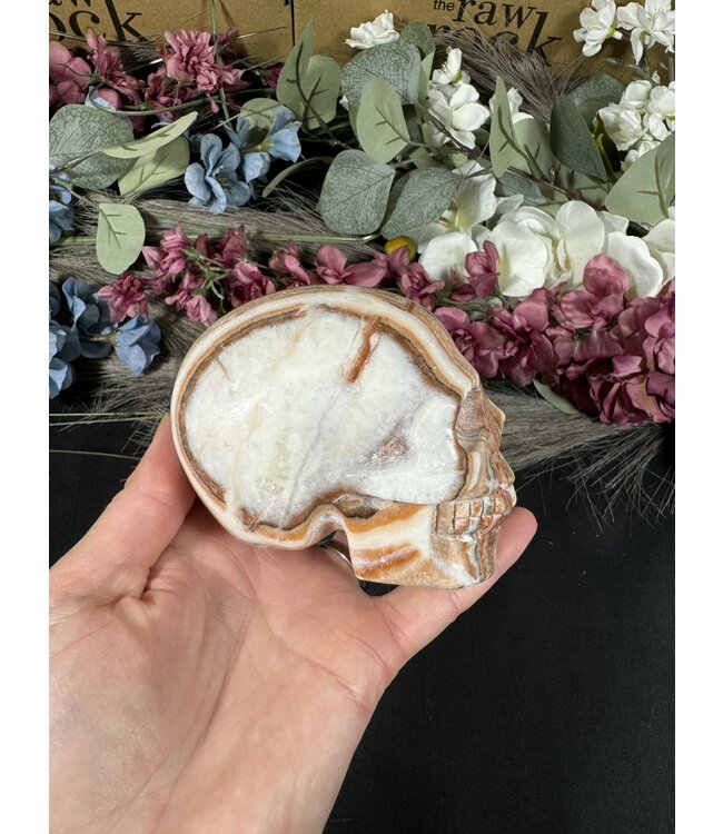 Tri-Colour Calcite Skull #1, 654gr