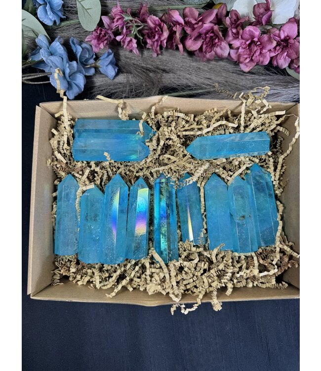 Blue Aura Quartz Points 1KG bulk lot