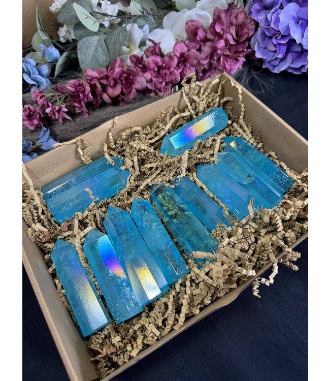 Blue Aura Quartz Points 1KG bulk lot