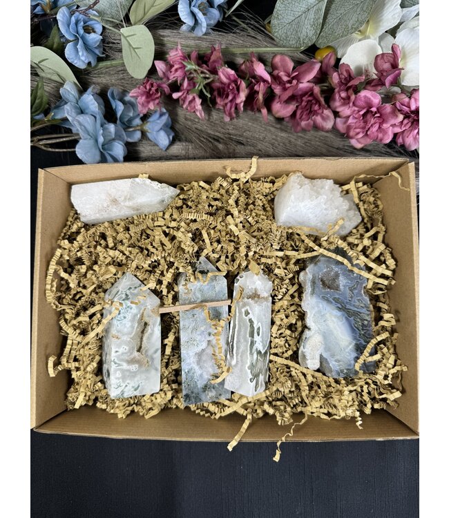 4-Sided Druzy Moss Agate Points 1KG bulk lot