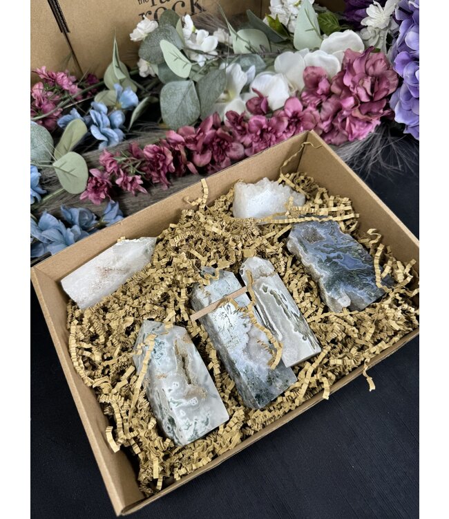 4-Sided Druzy Moss Agate Points 1KG bulk lot