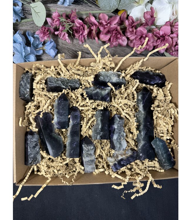 Half Raw Rainbow Fluorite Points 1KG bulk lot