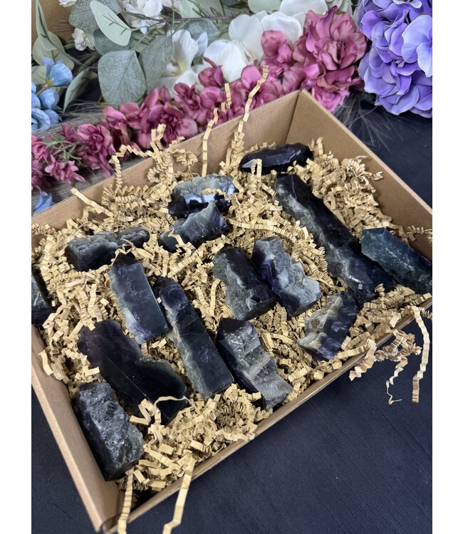 Half Raw Rainbow Fluorite Points 1KG bulk lot