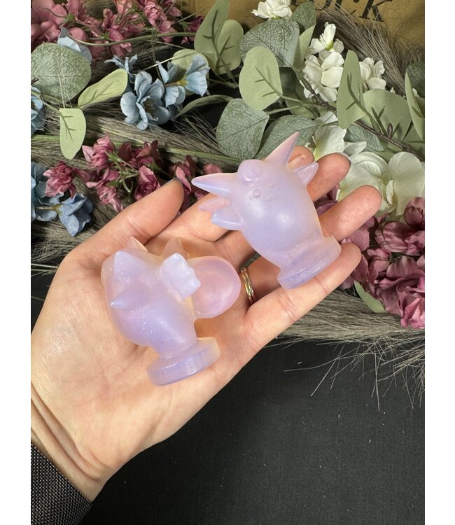 Pink Opalite Clefable Carving, Pokémon Carving