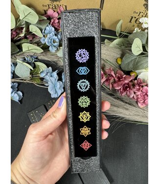 Black Obsidian Engraved Chakra Plate Box Set
