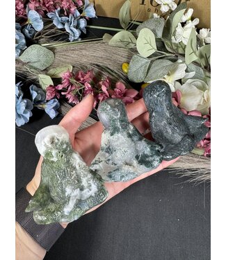 Moss Agate Sloth, Meditating Sloth, Yoga Sloth Carving