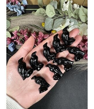 1" Black Obsidian Raven